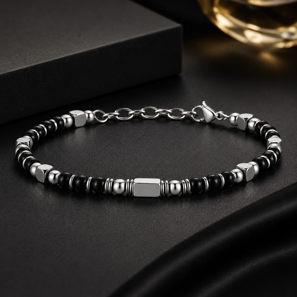 Onyx & Steel Bracelet
