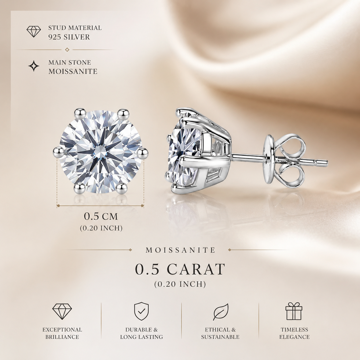 Royal Ice Moissanite Studs